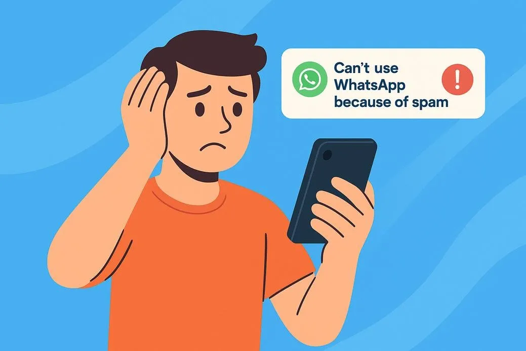 Notifikasi akun WA tidak dapat menggunakan WhatsApp karena spam di layar smartphone